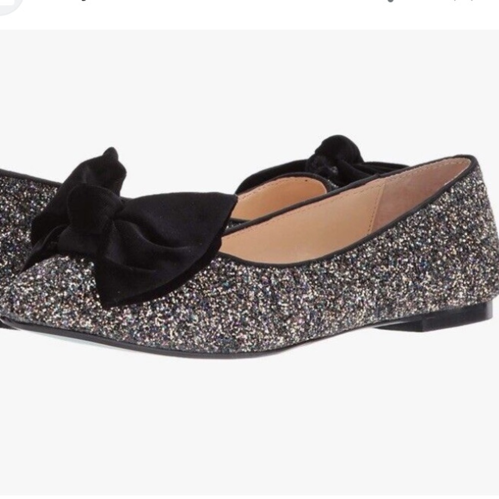 Black Glitter Ballet Flats with Bow